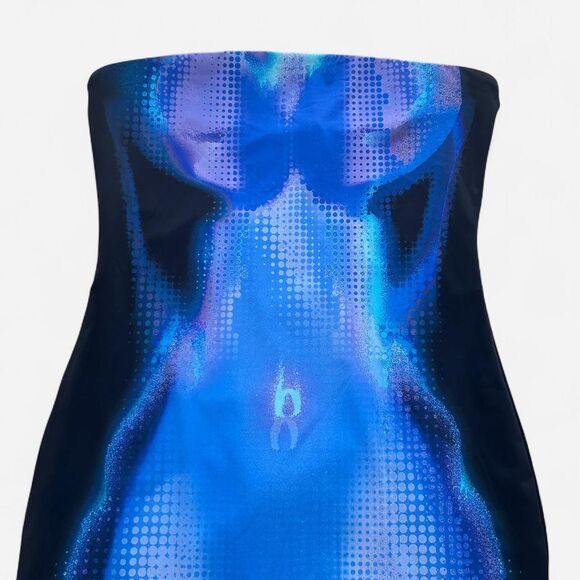 WhiteFox Life On Mars Blue Strapless Mini Bodycon Dress NWT M | Cosmic Core - Picture 3 of 8